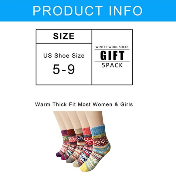 5 Pairs a set Womens Winter Knit Crew Socks - Picture 8 of 8